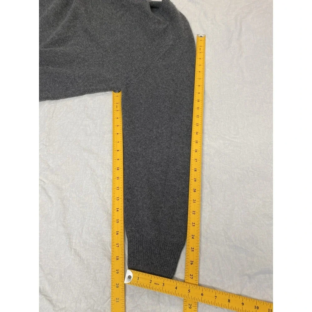 Men's 100% Cashmere Gray V-Neck Sweater Made in Japan L Field Gear